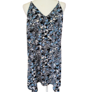 Lush Navy And Black Floral V-Neck Dress Size Large EUC